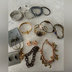 Chic Gold and Silver Bracelet/Earring Bundle